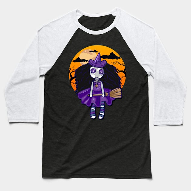 Halloween Witch Voodoo Doll Baseball T-Shirt by E